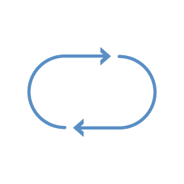 Outline graphic of two arrows going in a loop