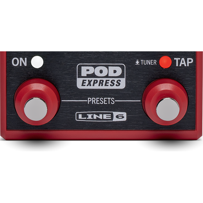 Close up of POD Express Guitar foot switches